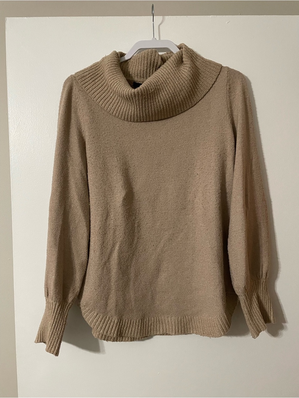 Tahari Taupe Cowl Neck Sweater